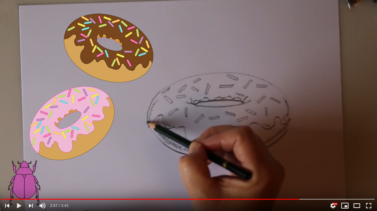 How to draw delicious doughnuts video for young artists